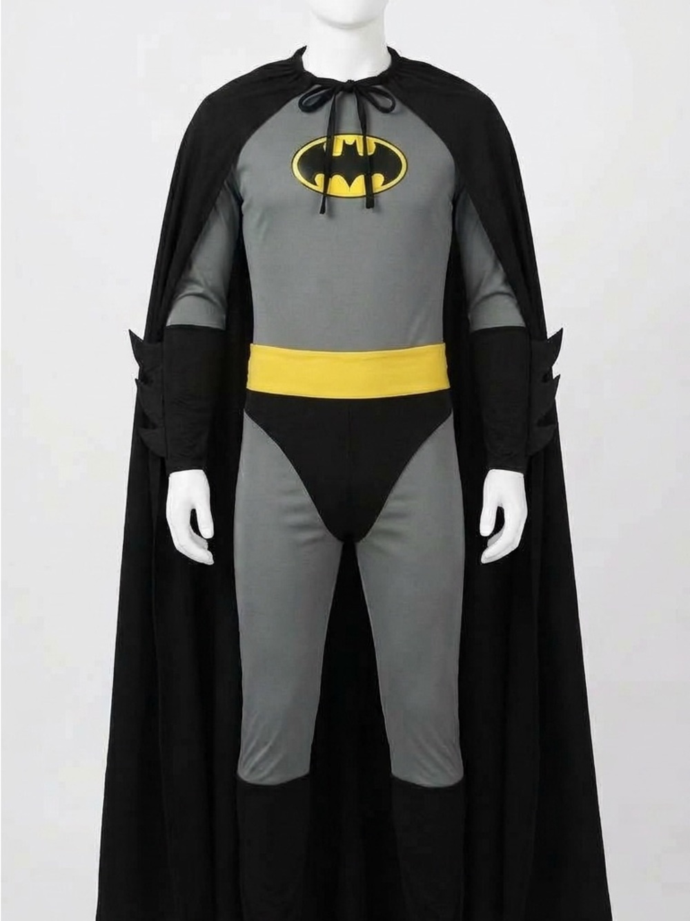 Batman Classic Women's Grey & Black Superhero Costume with Yellow Accents